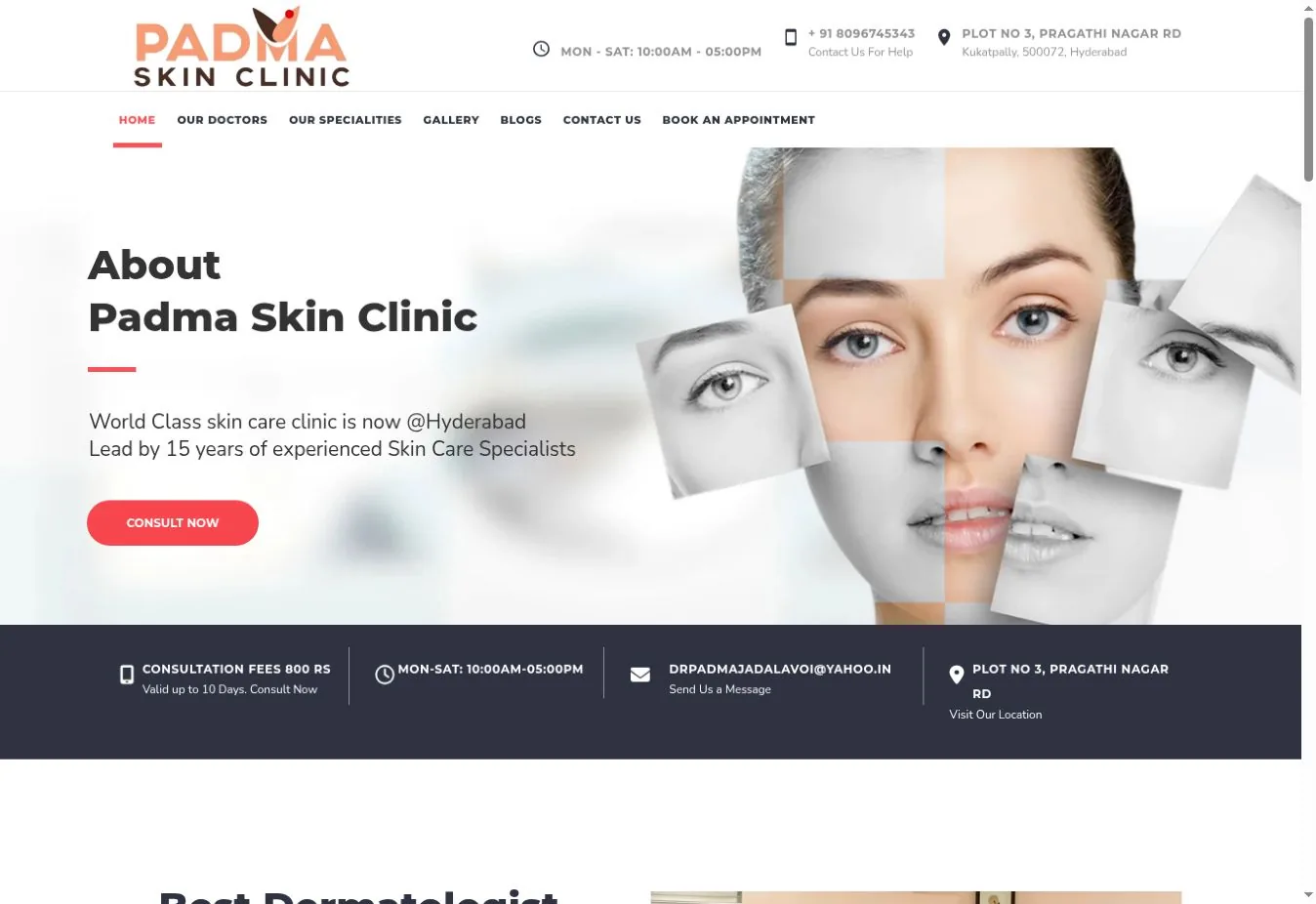Padma Skin Clinic website preview