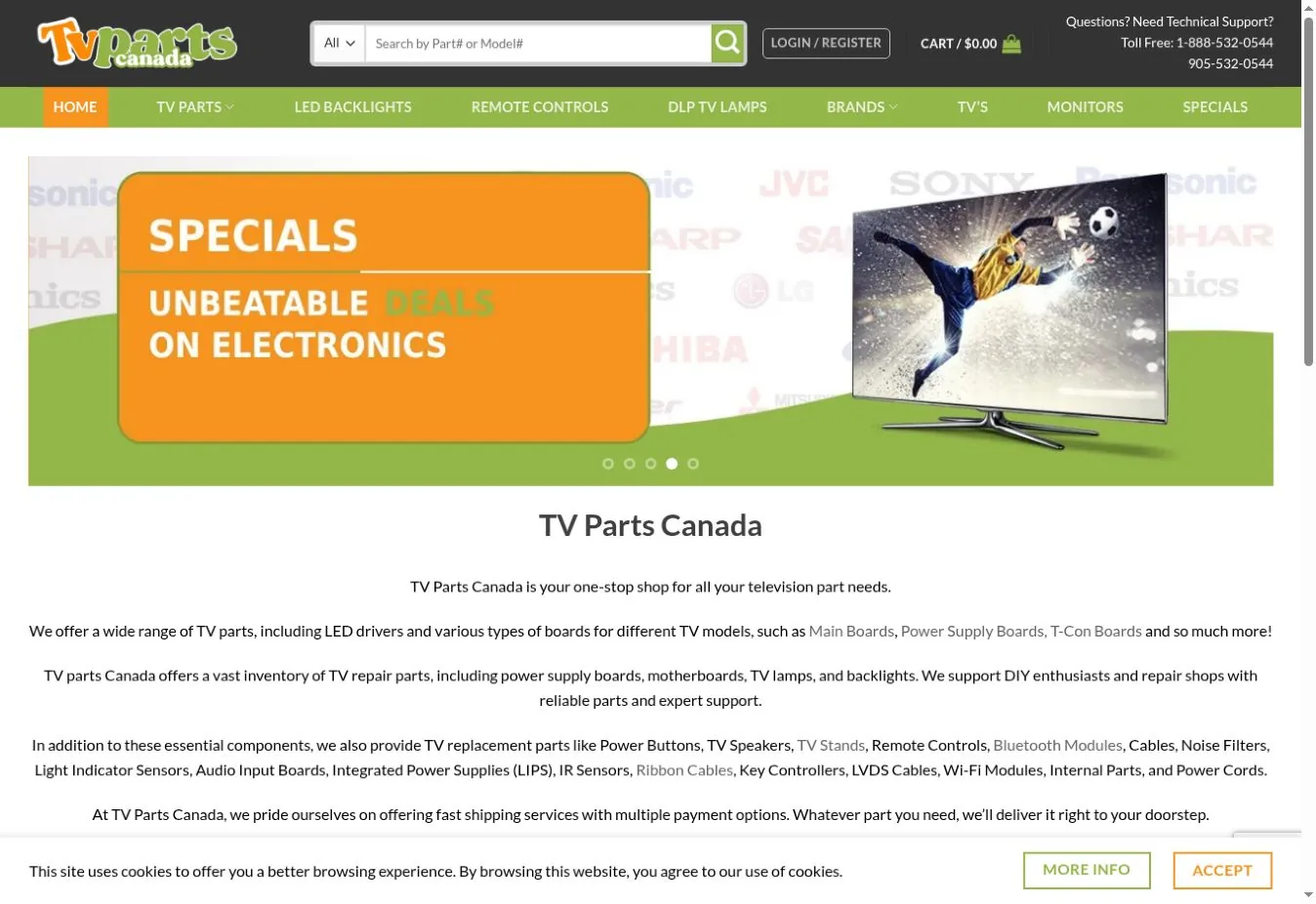 TV Parts Canada website preview